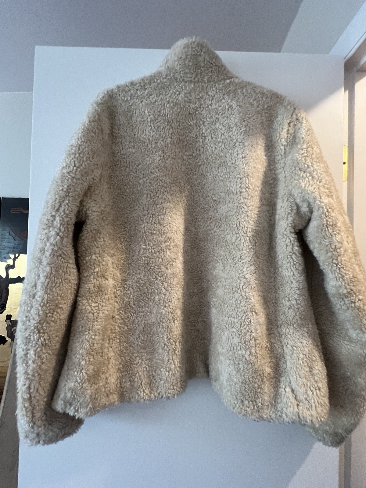 Pendleton Jacket Womens Size M Sherpa Fleece Fuzzy Cream Wool Trim Full Zip