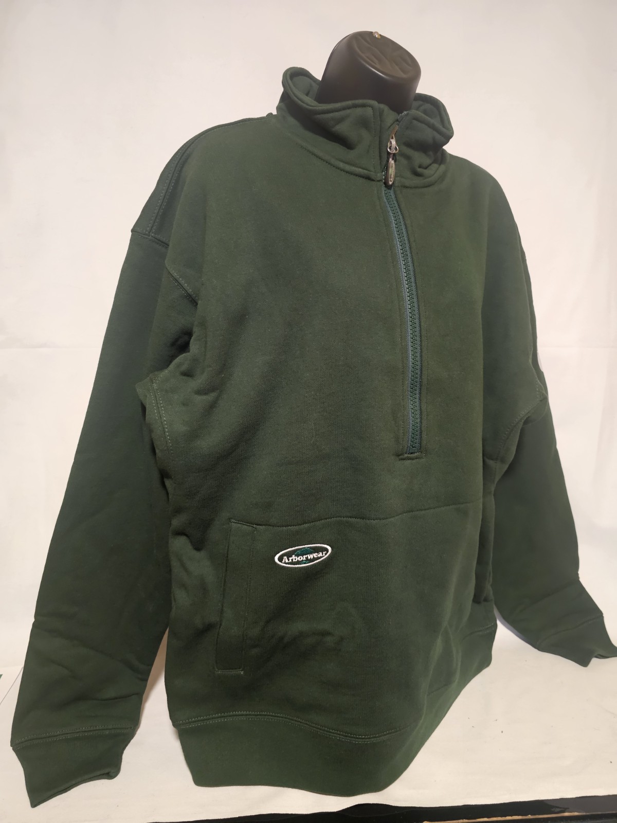 Arborwear Cotton Double Thick Half Zip Sweatshirt Size Large Forest Green