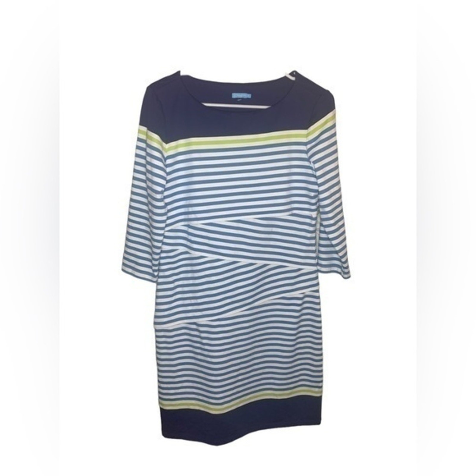 J.Mclaughlin Nicola Scoop Neck Striped 3/4 Sleeve Dress Size Medium