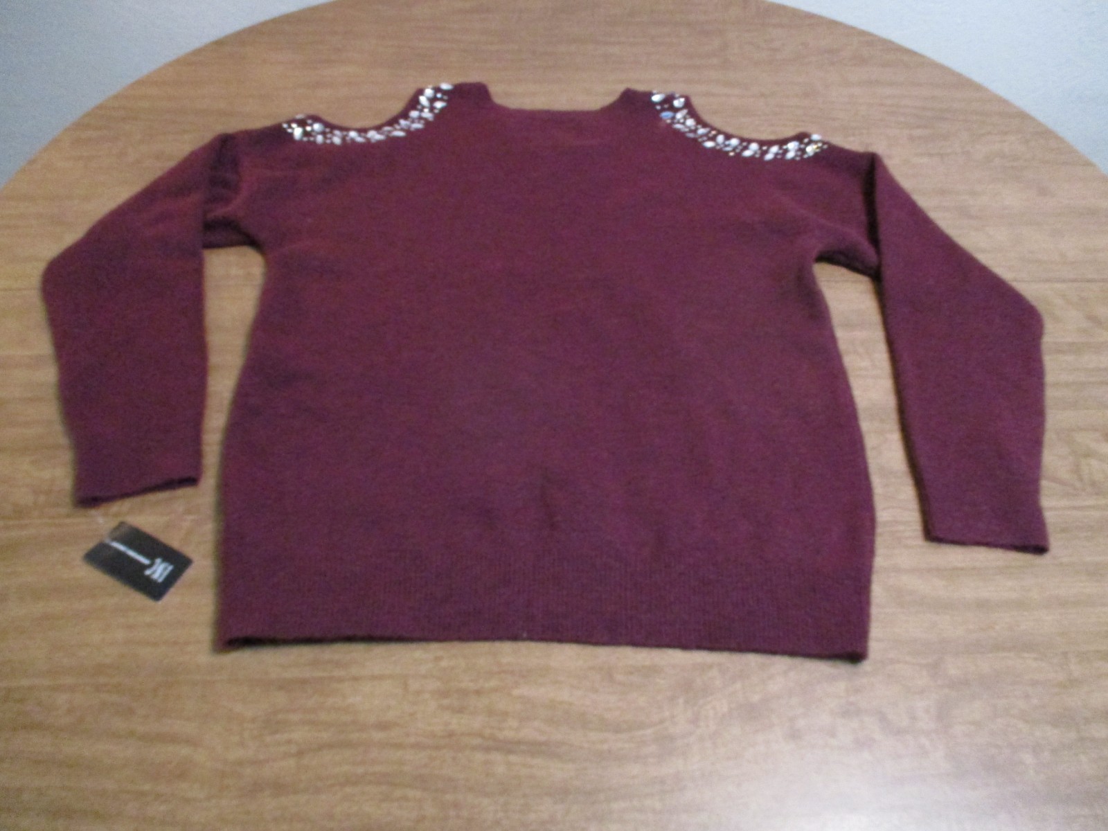 INC INTERNATIONAL CONCEPTS RED LONG SLEEVE OPEN SHOULDERS RHINESTONES SWEATER XL