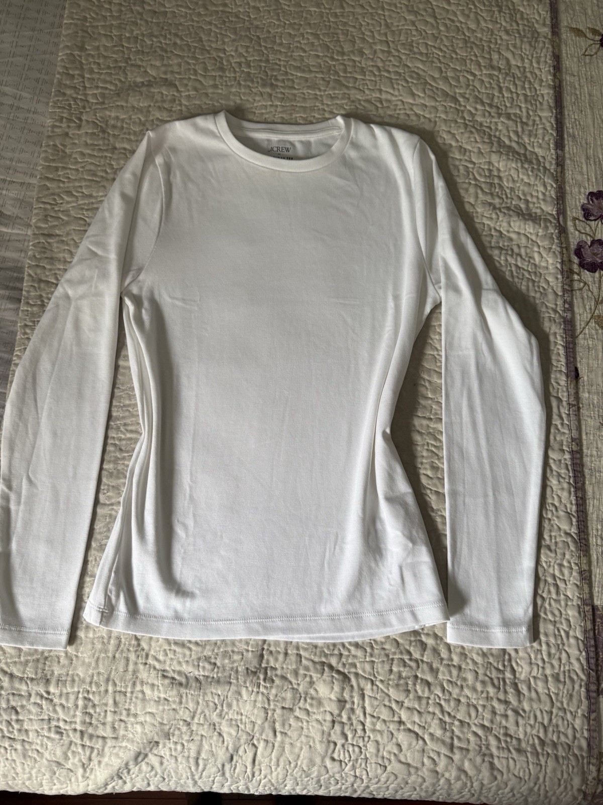 J.CREW Women’s M White Solid Crew Neck Long Sleeve Knit Tee CA961