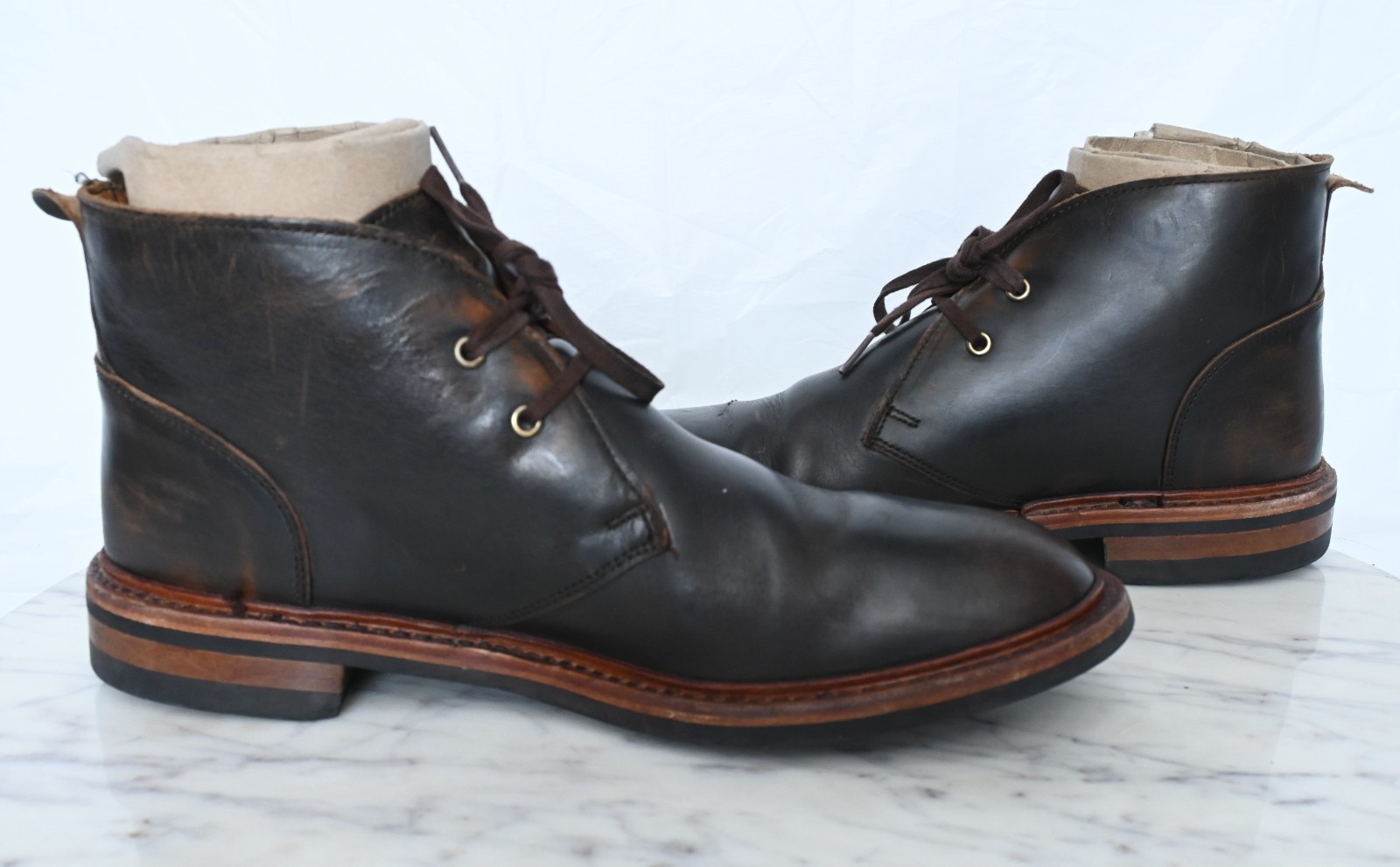 Allen Edmonds Chandler Chukka Brown Leather Laced Up Ankle Boots Men’s Sz 10.5