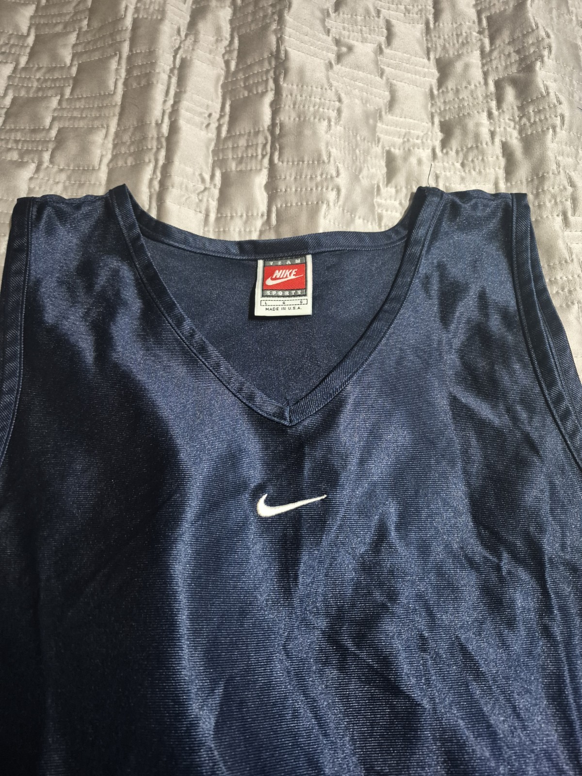 Nike Basketball Jersey Tank Top MEN’S Large Navy Blue Shiny Silky