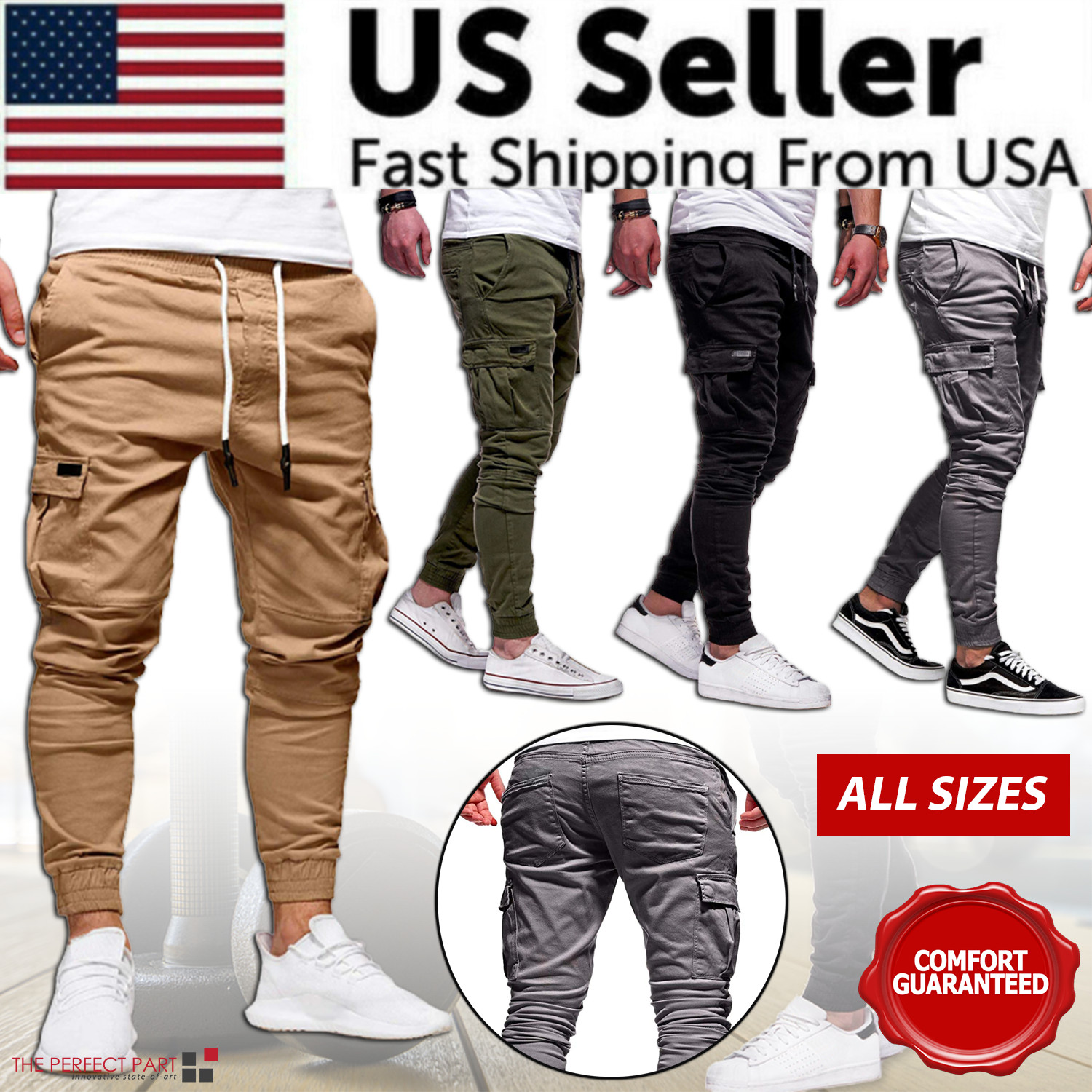 Men’s Casual Joggers Pants Sweatpants Cargo Combat Loose Sport Workout Trousers