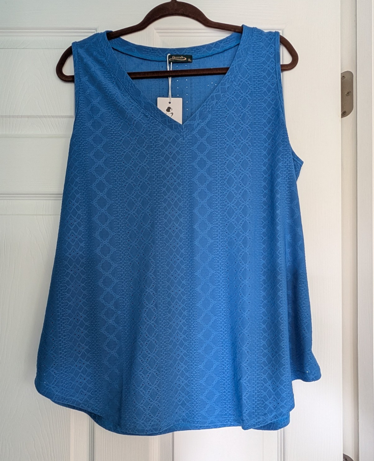 Ofeefan Blue Solid Sleeveless V-Neck Tank Top Women’s Size XL Regular