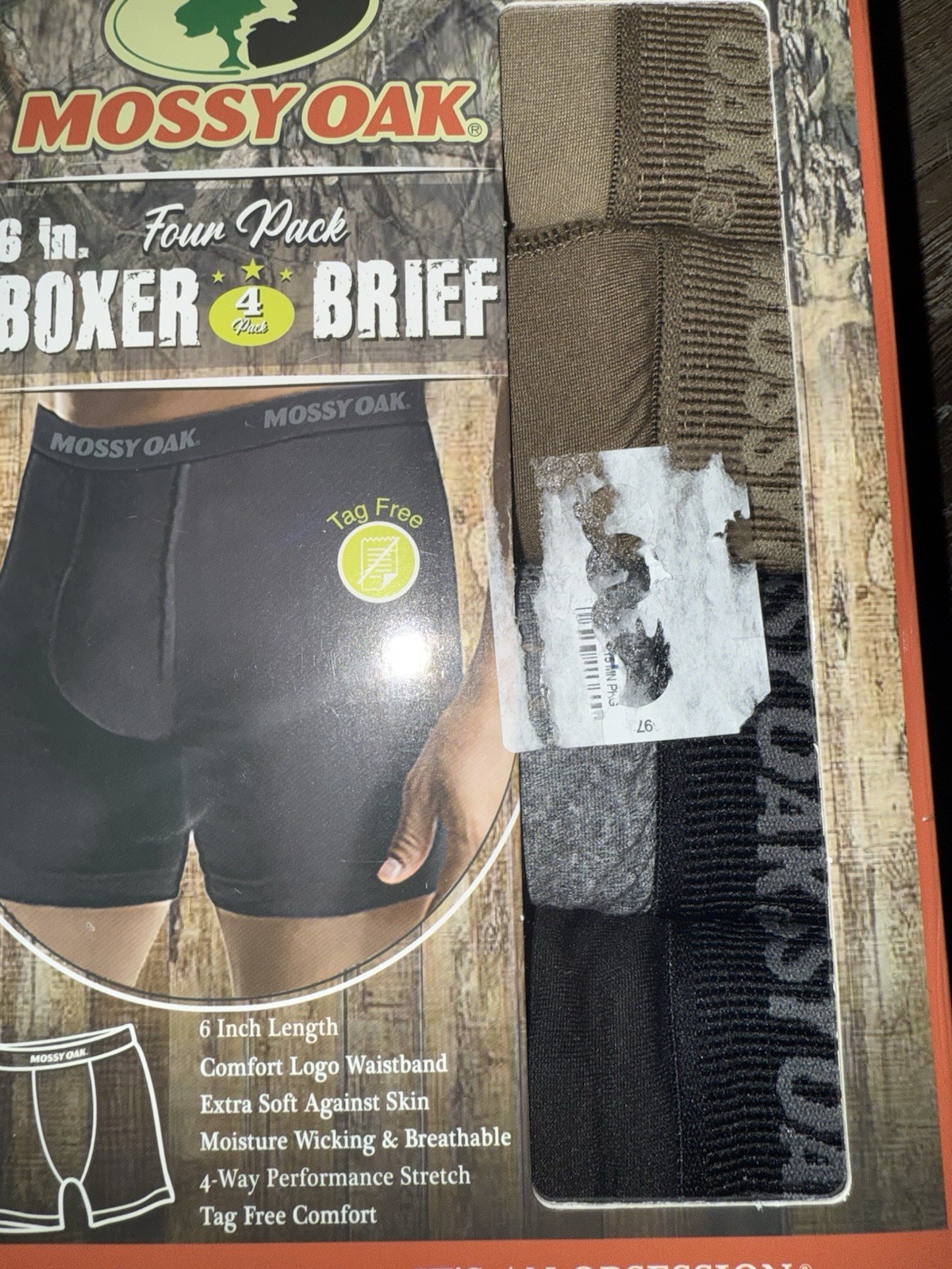 Mossy Oak ~ 4-Pair Mens Boxer Brief Underwear Polyester Blend Stretch ~ XL