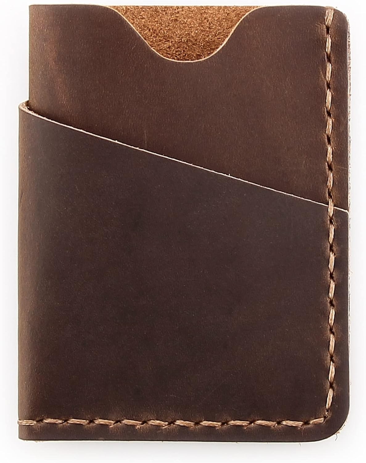 Front Pocket Minimalist Slim Wallet Handmade Genuine Leather Minimalist Brown