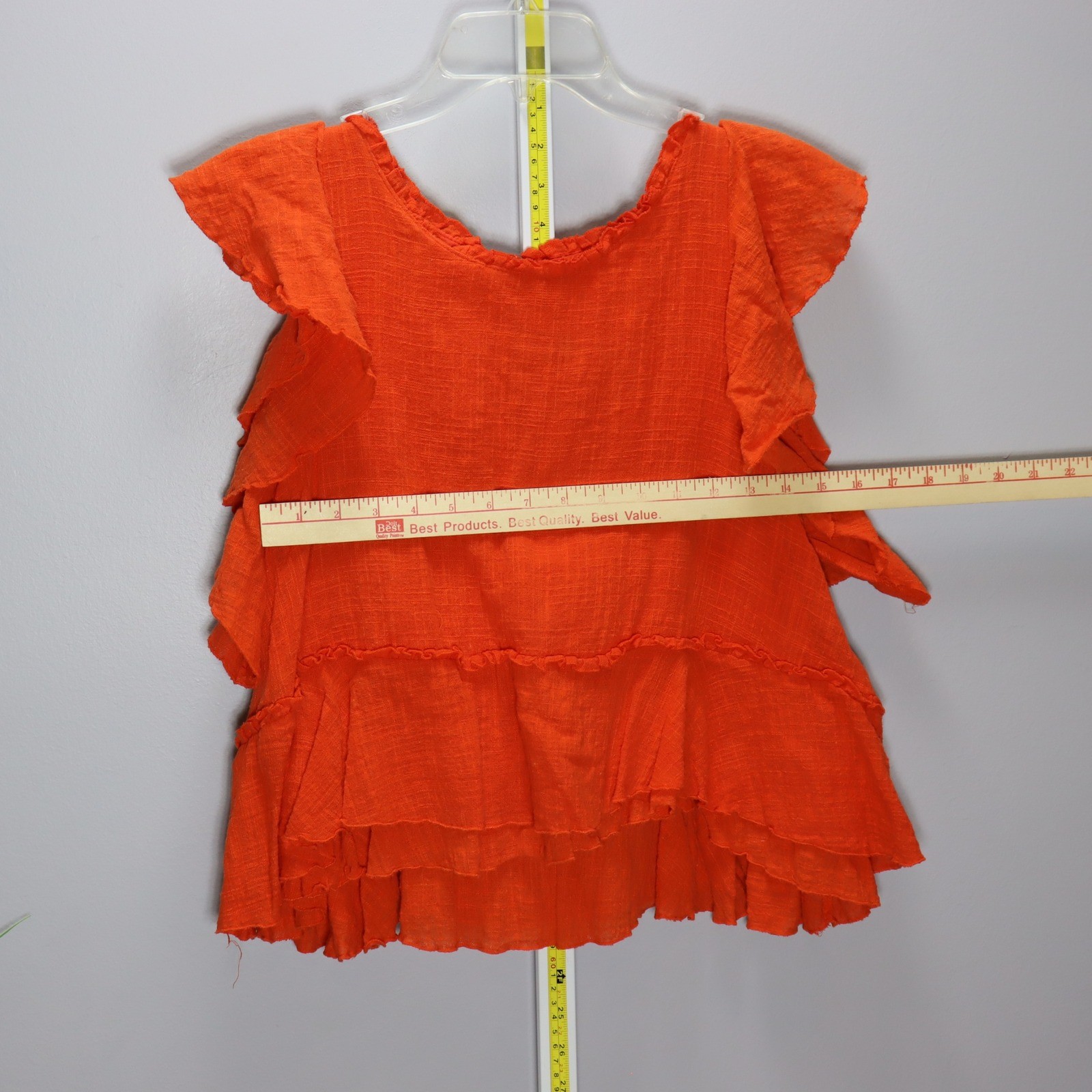 Maeve Ruffle Tiered Blouse Womens Medium Orange Excellent Textured Sleeveless