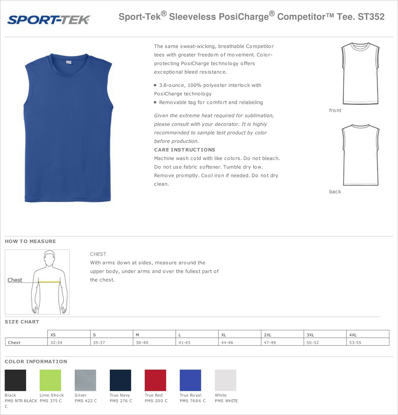Sport-Tek Mens Sleeveless Dri-Fit Moisture Wicking Muscle T-Shirt M-ST352
