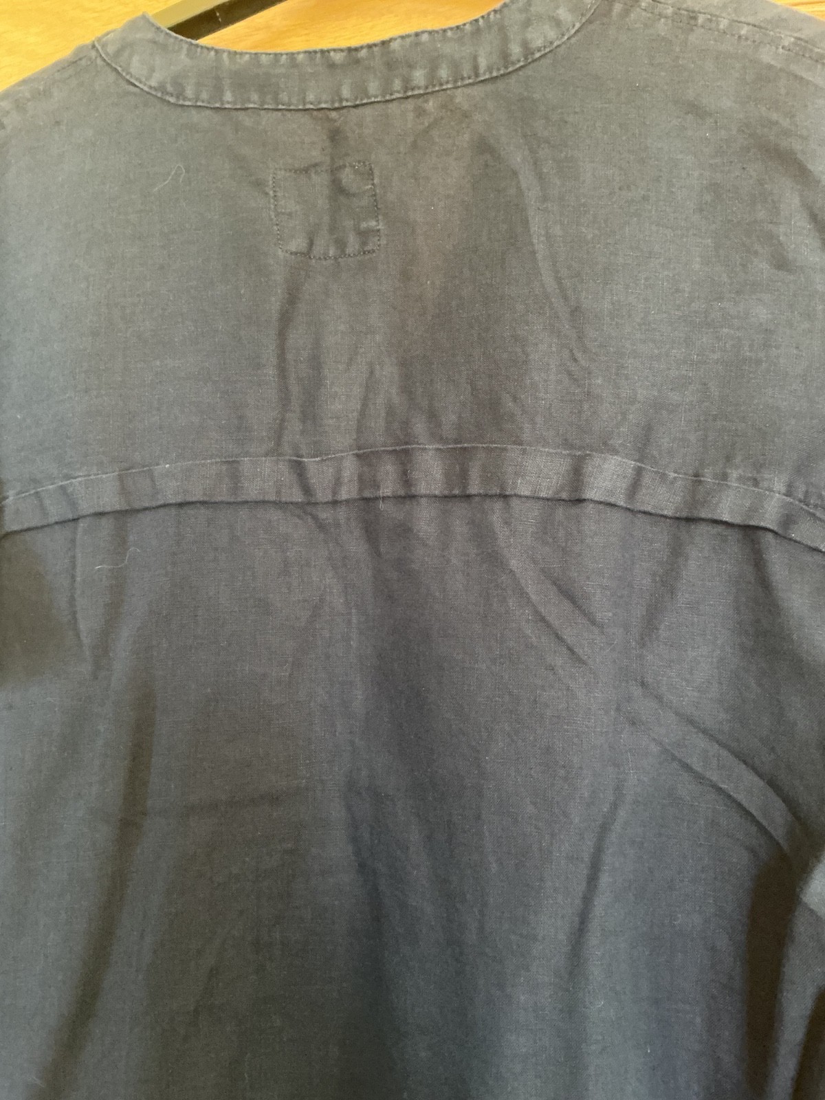 Size 14 BUT READ Mark & Spencer 100% Linen Popover Shirt Navy Gently Used