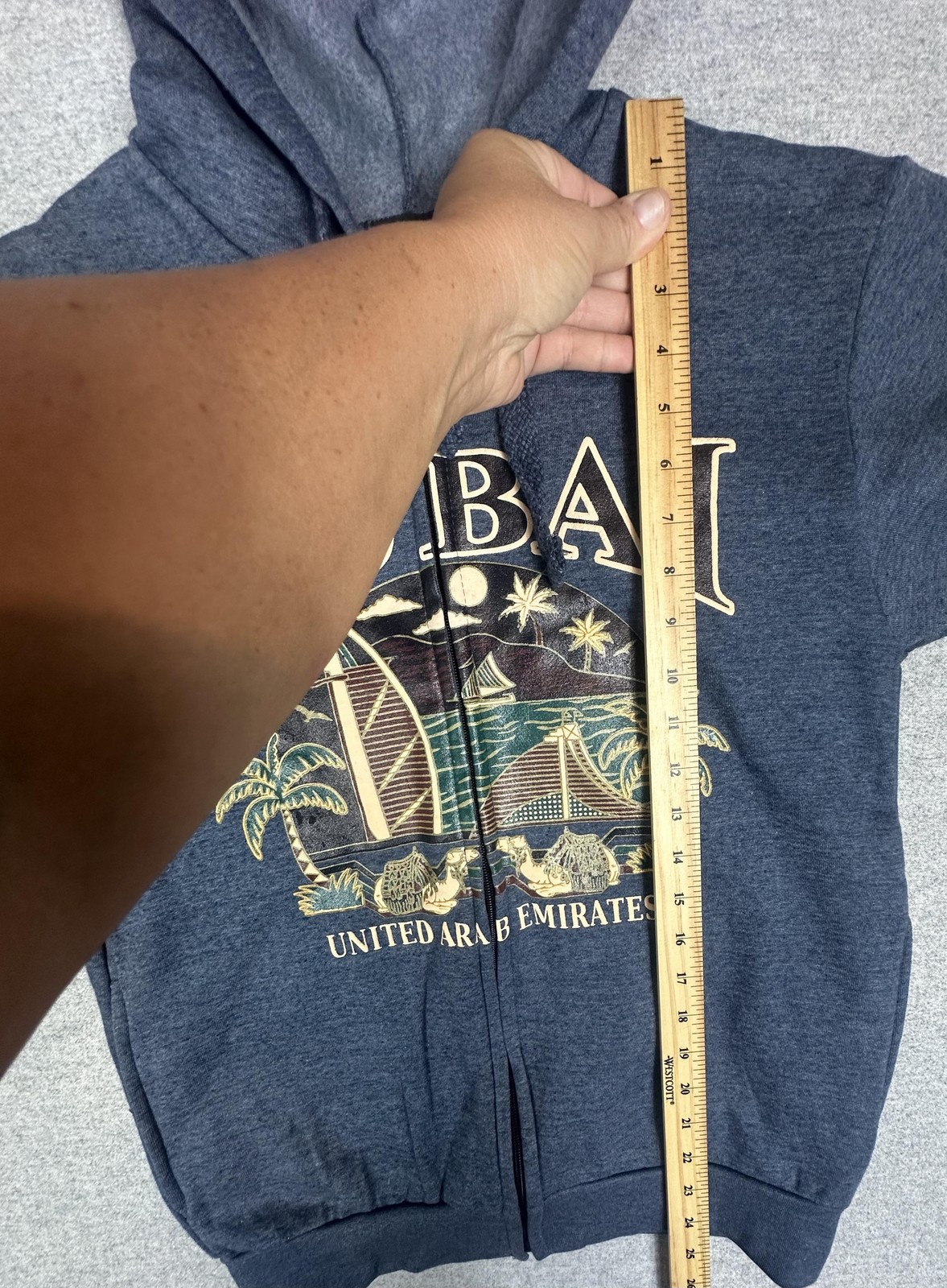 Dubai Hoodie Mens Med Full Zip United Arab Emirates Graphic Dubshi Blue Gray
