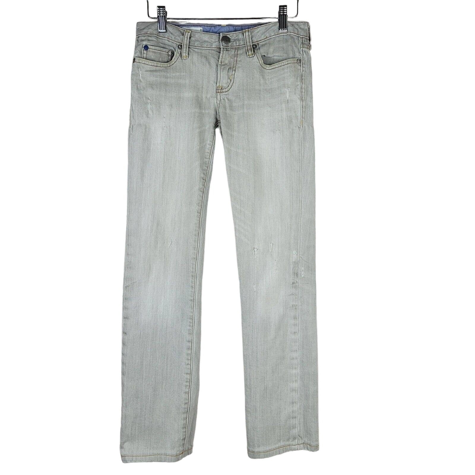Womens Jeans Size 1 Gap Slim Straight Low Rise Grey Bleached Distressed Puckered
