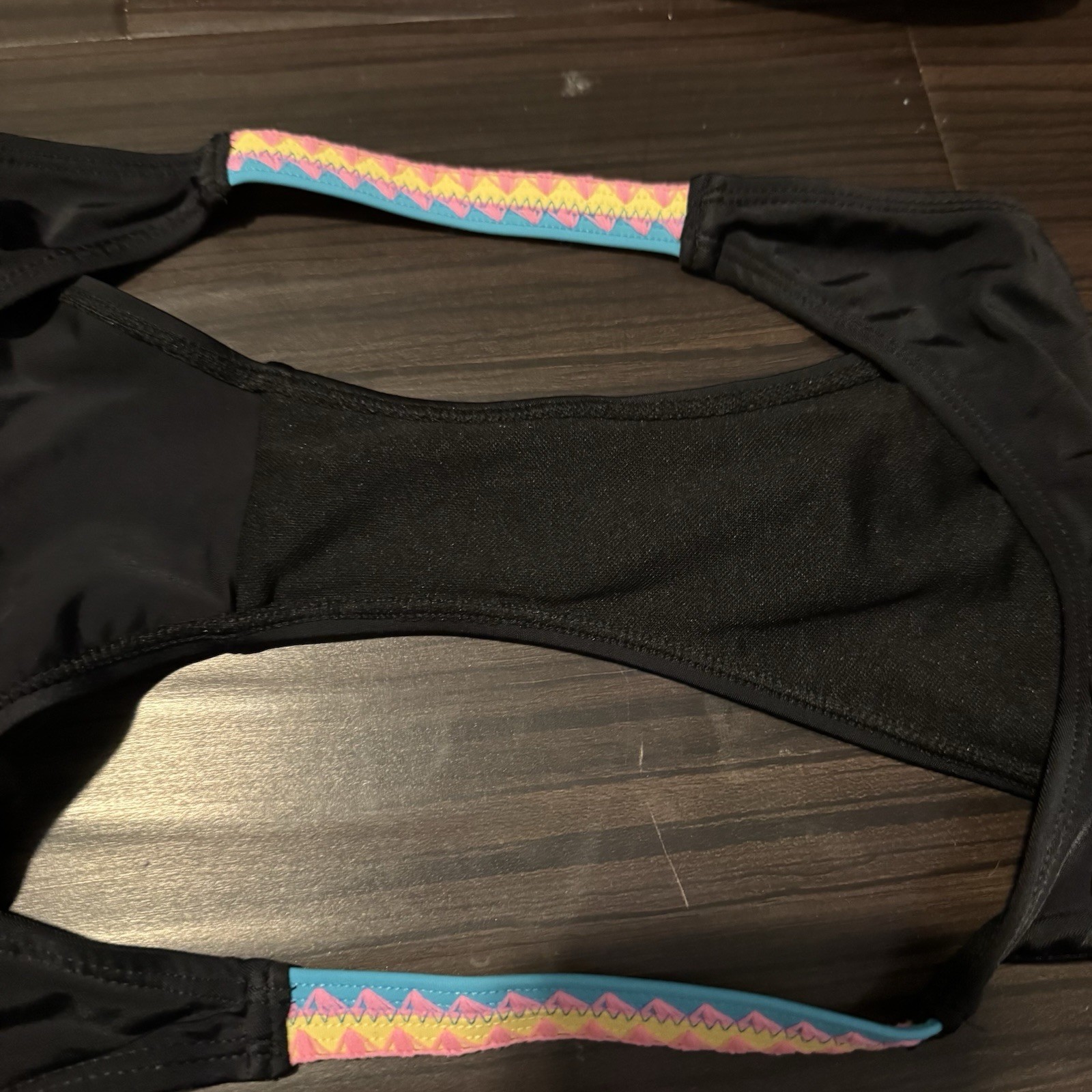 CUPSHE Black Pink Neon Strappy Deep V Neck Plunge Bikini Swimsuit Size Large