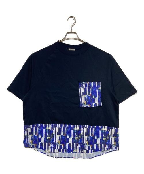 HERALBONY Women’s Navy Panel Pocket T-Shirt, Cotton, Free Size