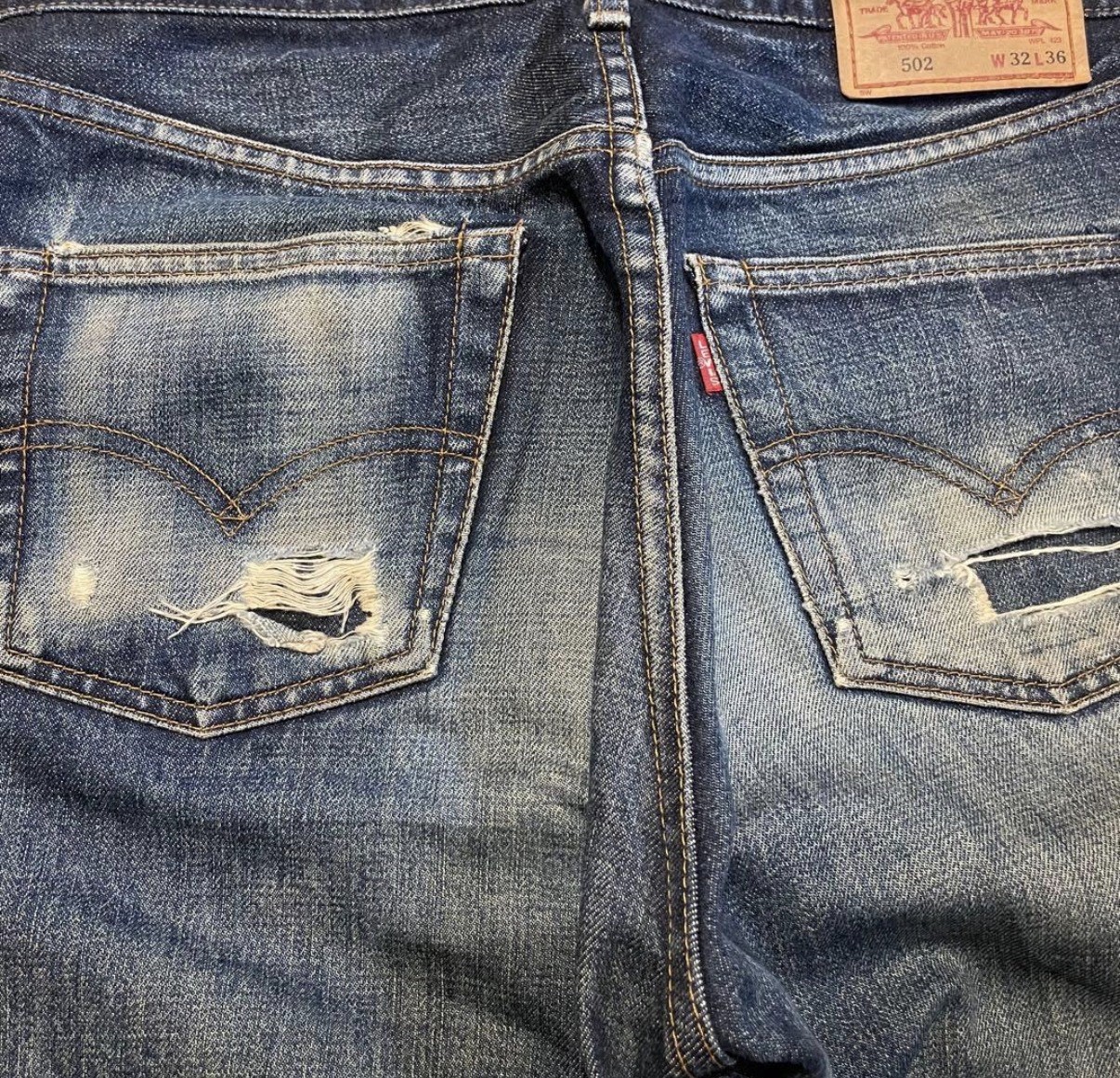 Levi’s 502XX Vintage Selvedge Grunge Wash Made in Japan Jeans W32 L36 Indigo