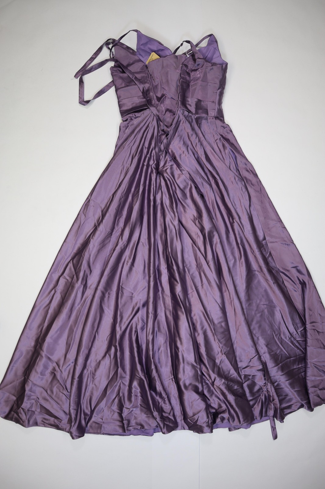 LINDO NOIVA Dress Womens 12 Purple Satin V Neck Strappy Ball Gown Maxi Wedding