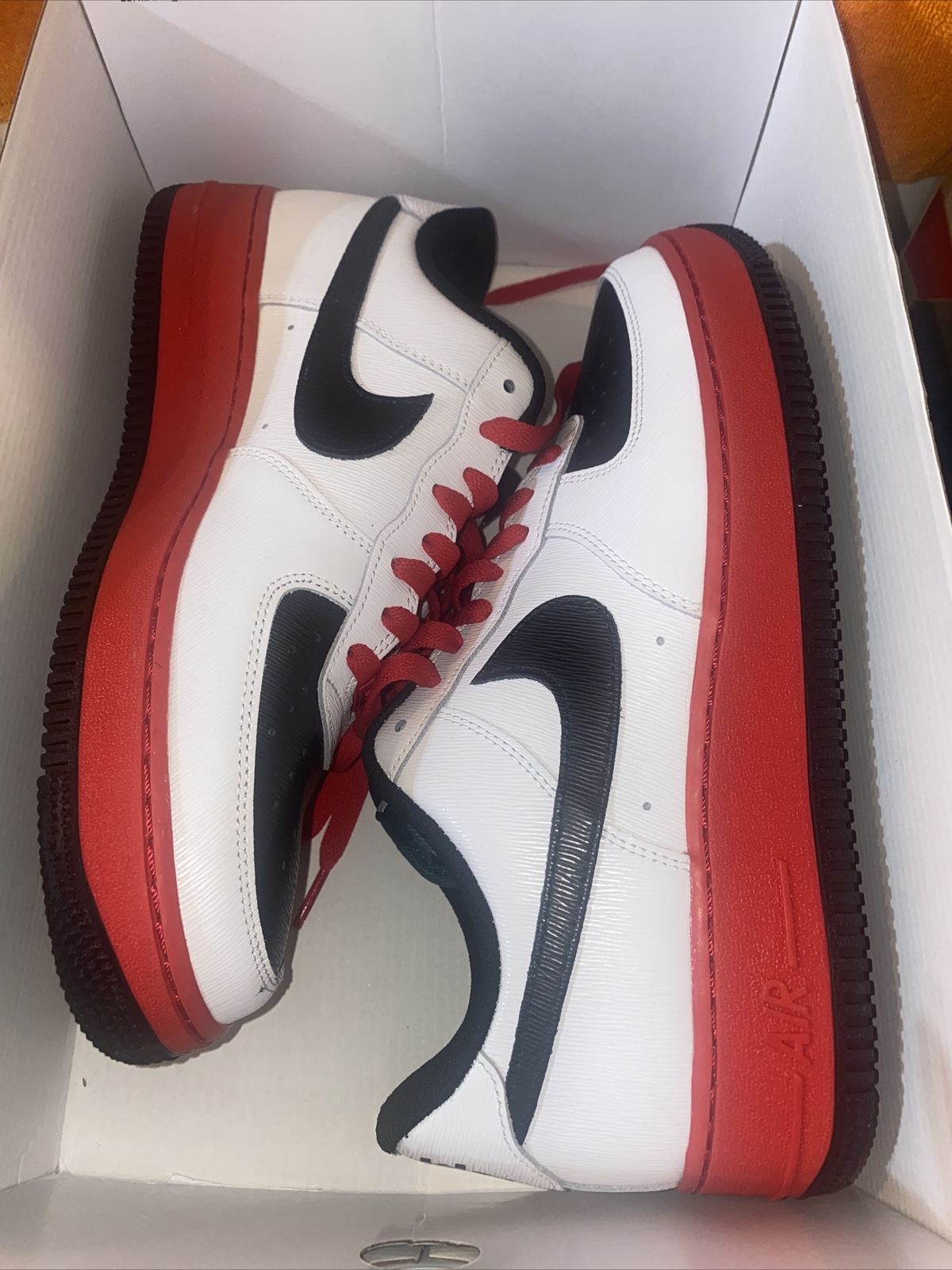 Nike Air Force 1 Low ESS ID NBY White/red/Black Size Us 9.5 CT7875 994 No Lid