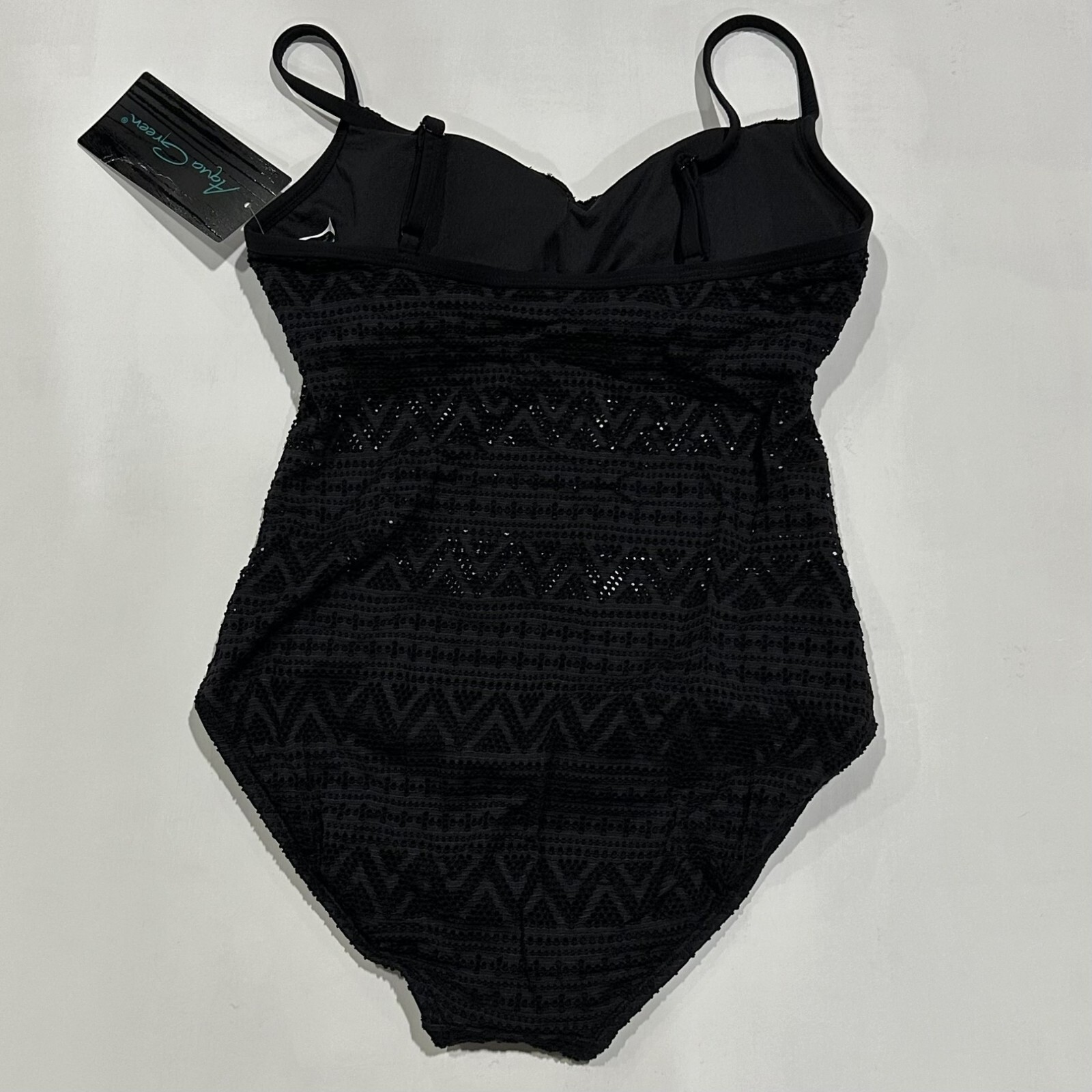 Aqua Green – Women’s Crochet One Piece Swimsuit – Black – Medium – NWT