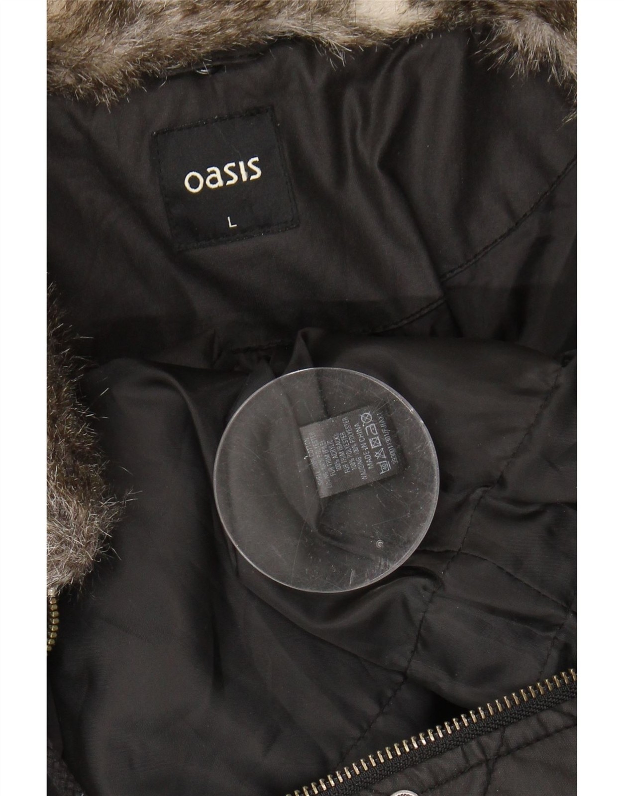 OASIS Womens Quilted Jacket UK 14 Large Black Cotton DR67