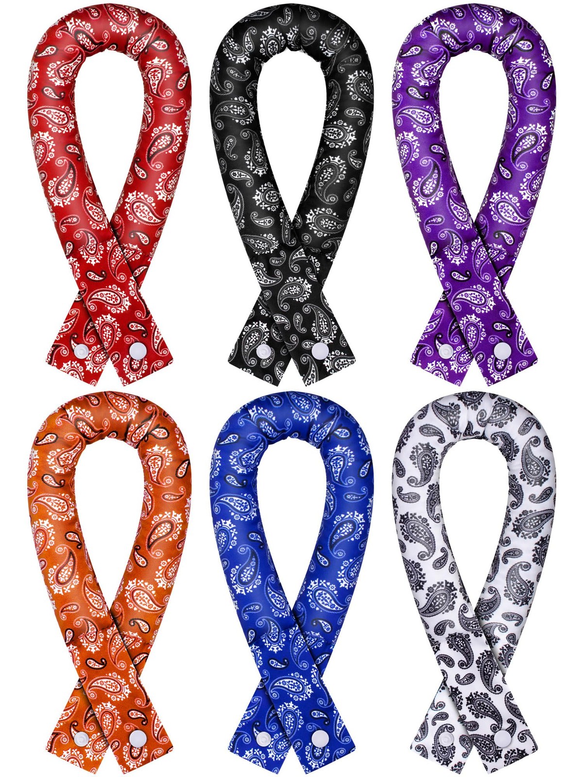 6 Pcs Cooling Neck Wraps with Button Ice Wrap Scarf Cooling Bandana for Hot W…