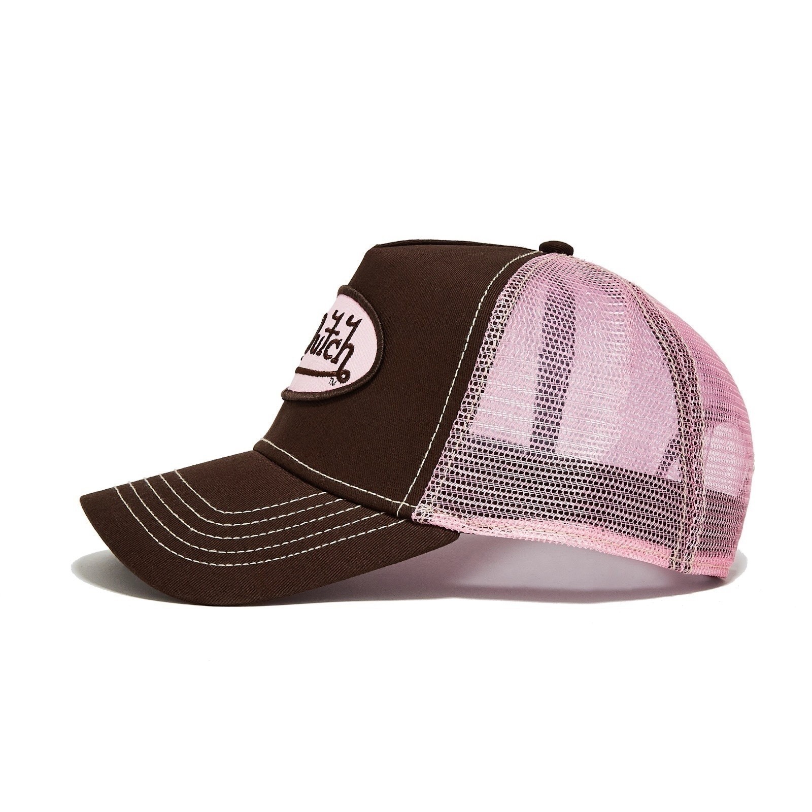 NEW Von Dutch Hat Brown Pink Patch Trucker Mesh SnapBack Cap NWT Retro unisex