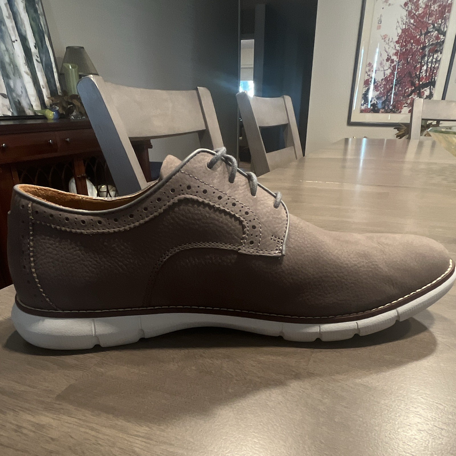 Johnston & Murphy Men’s Gray Suede Derby Lace-Up Round Toe Dress Shoes 10M
