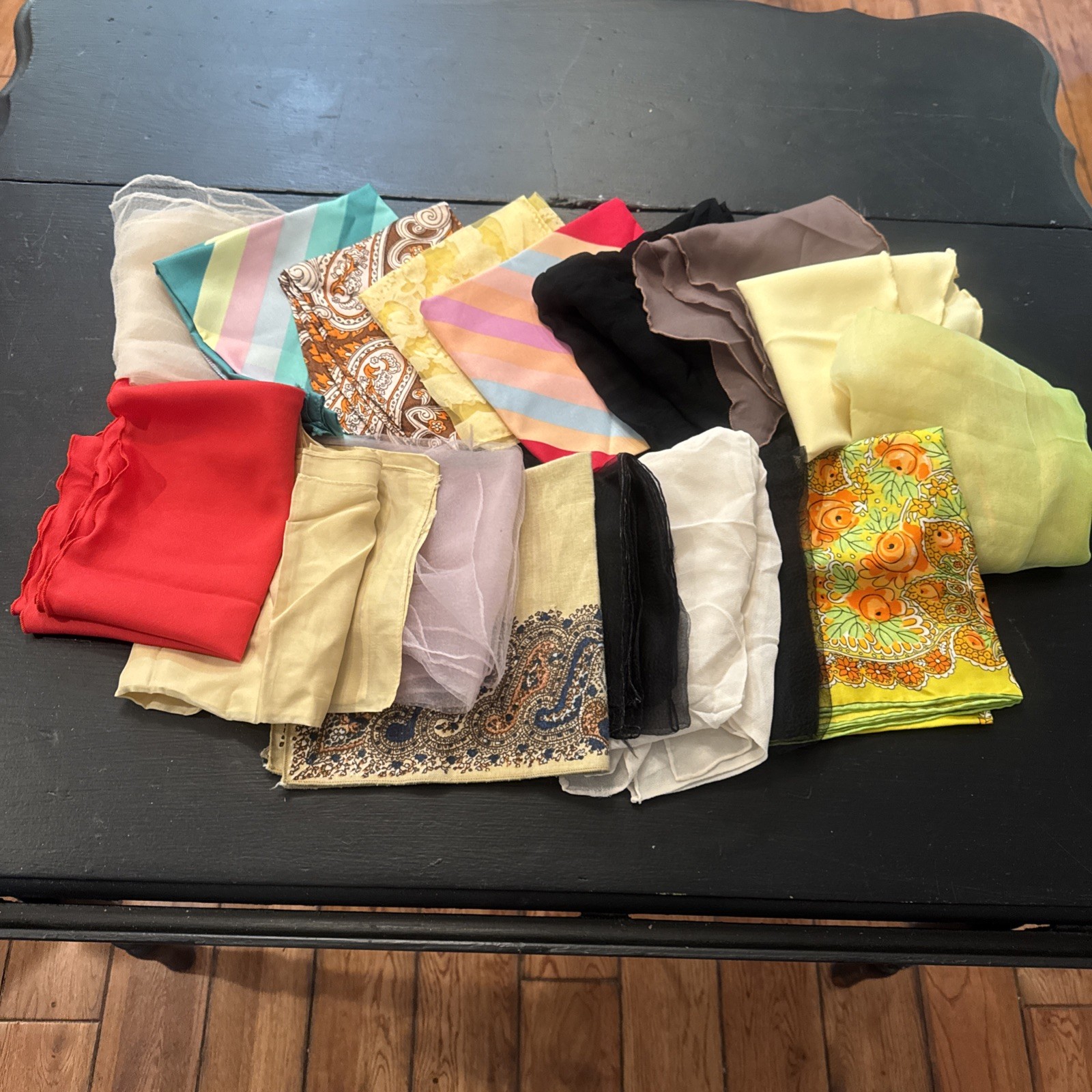 Women’s Multicolor Silk Satin Cotton Scarf Lot Estate Sale Find