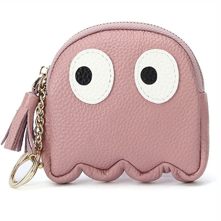 100% Genuine Leather Cartoon Coin Purse Zipper Change Pouch Women’s Mini Wallet