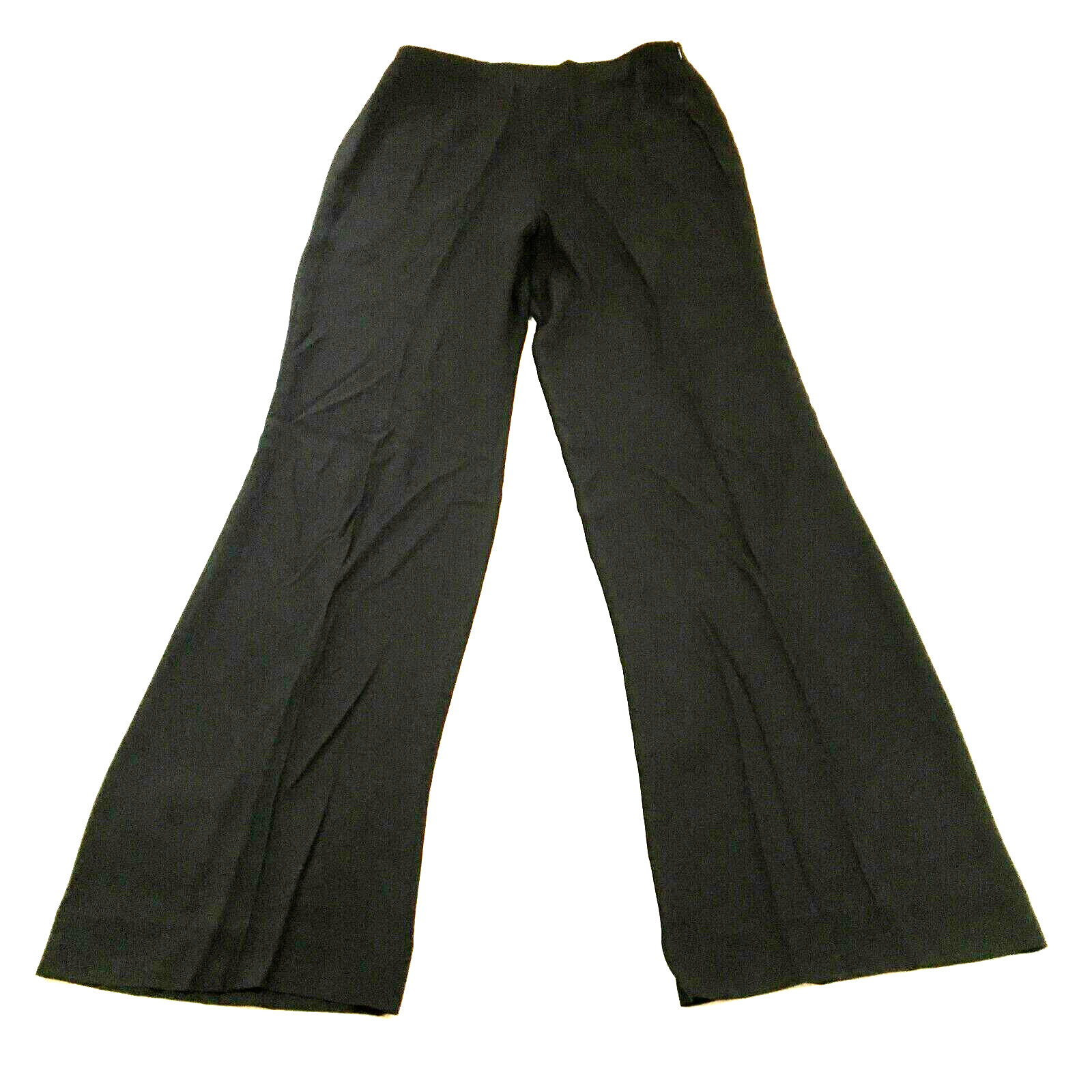 Rena Lange Womens Dress Pants Size 8 Black High Rise Side Zip Wide Leg NWT