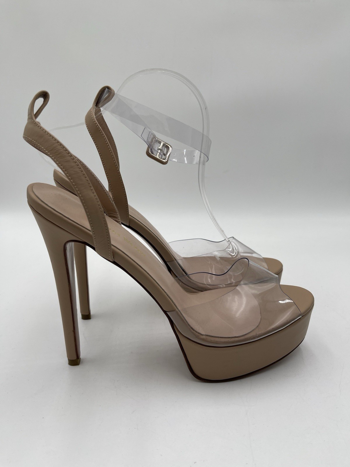 Andrea Wazen Antigone PVC and leather platform sandals in nude Size 40