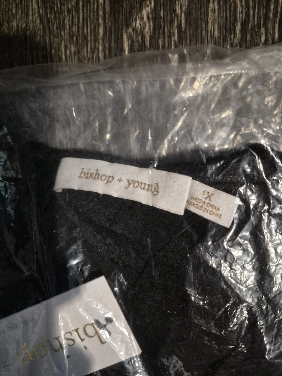 Bishop + Young Pebbled Satin Front Twist Karlie Shirt Grayish Black Sz 1X NWT