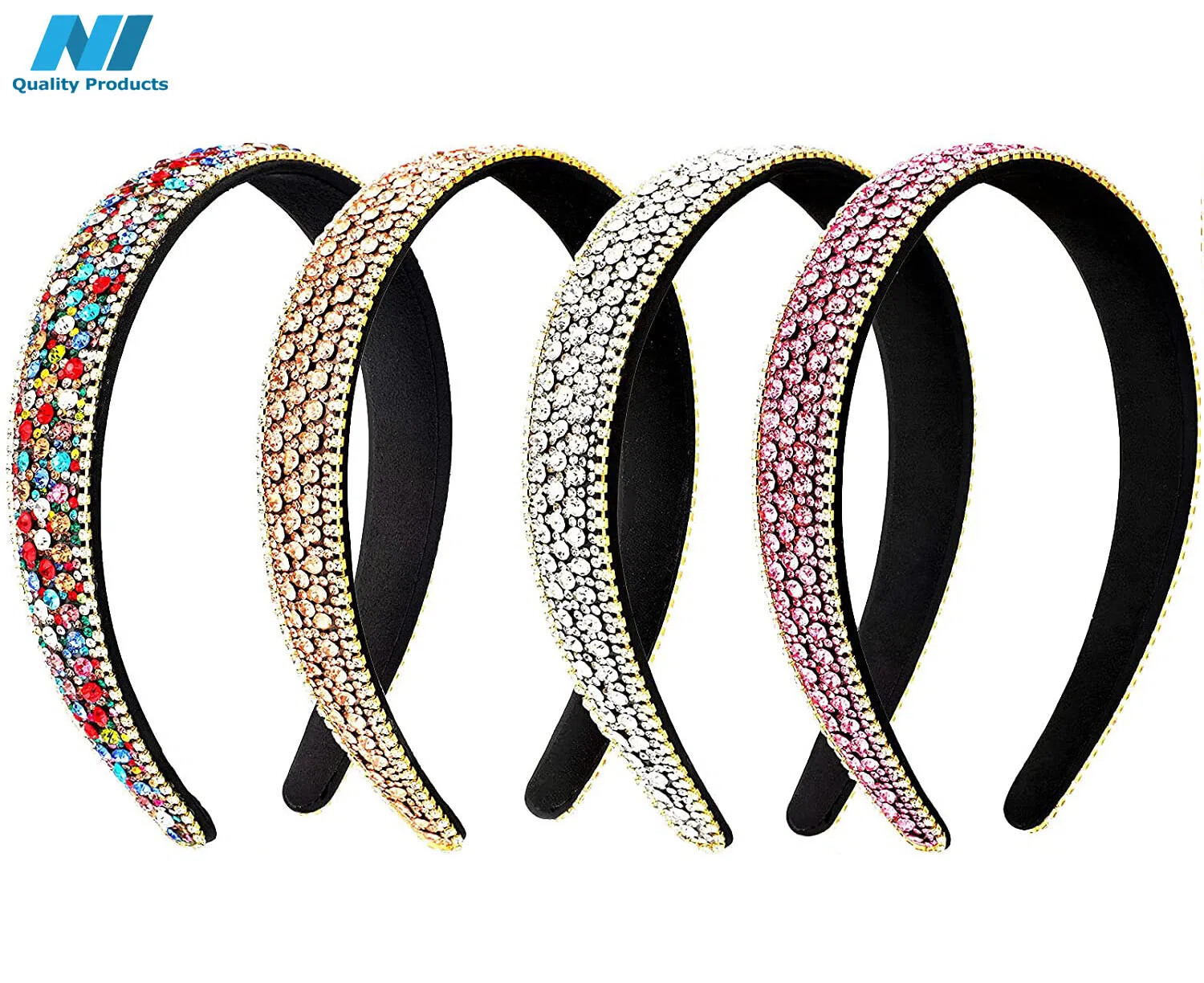 N1 Rhinestone Diamond Headband, Embellished Beaded, Jeweled Bling Fashion