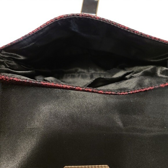 Kate Landry Berry Glazed Snake Print Tote Purse Bag Handbag Red Black GOLD ROPE