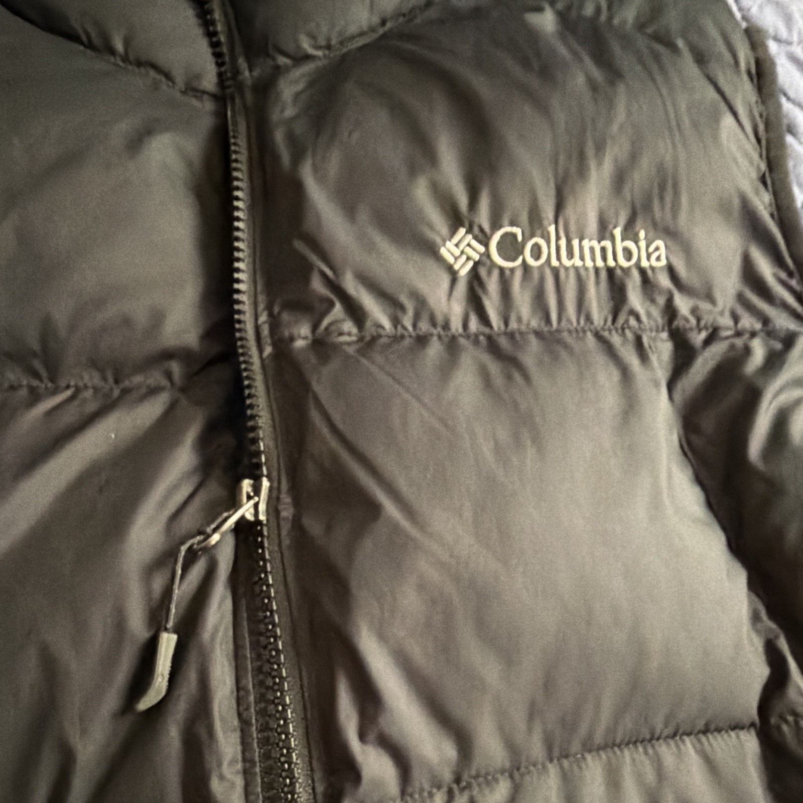 Columbia Men’s Green Full Zip Puffer Vest w/ Pockets Stand-Up Collar Size M