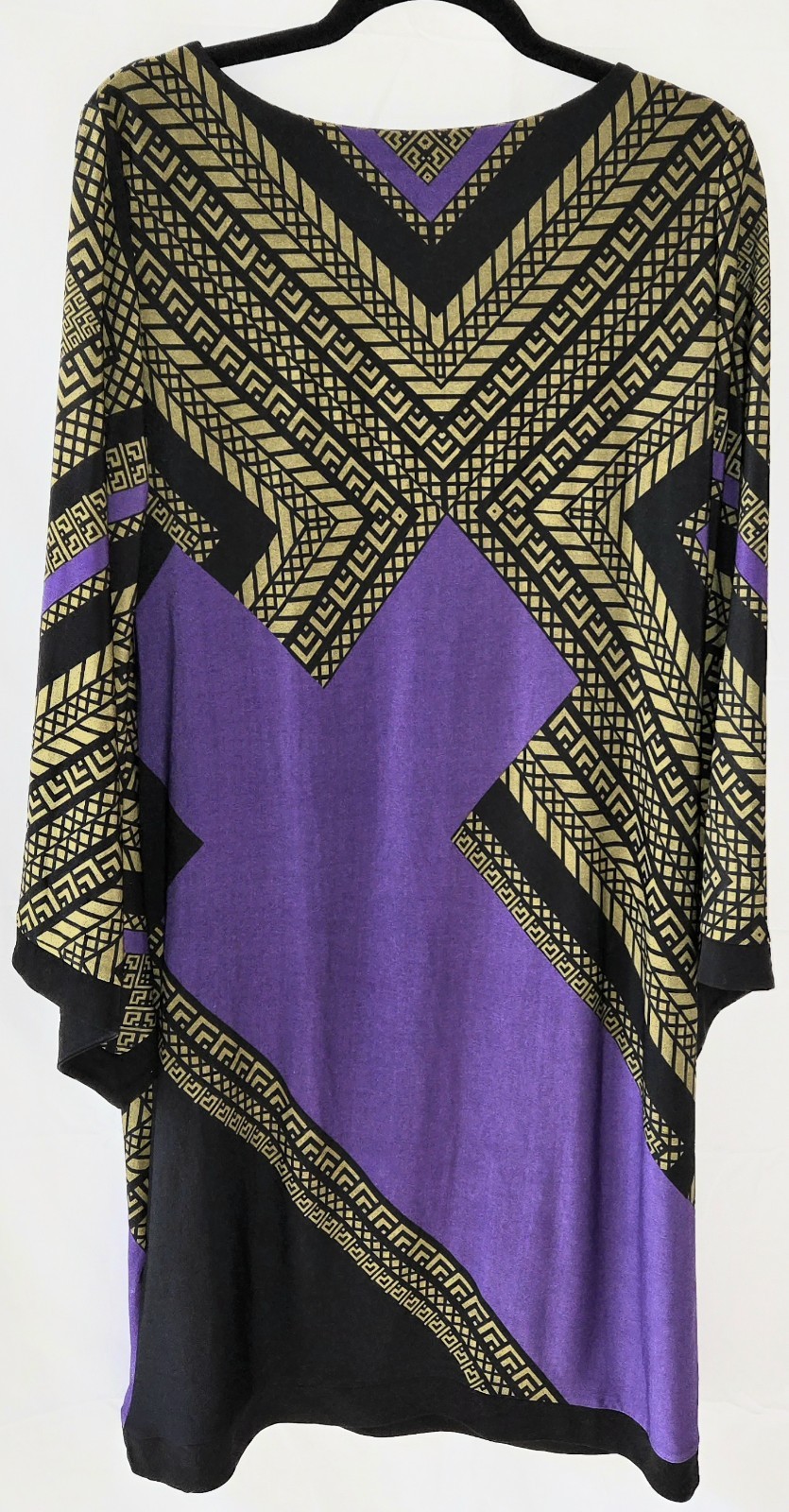 Soho Apparel LTD Women’s Dress Size L Purple Black Gold Stretch