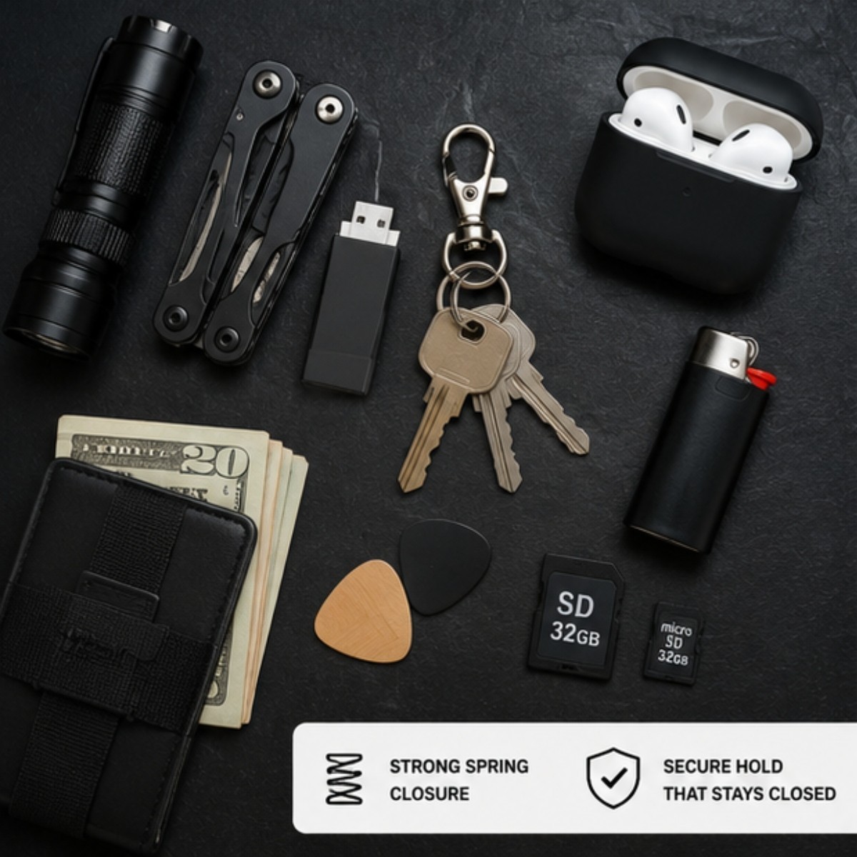 Carry Organization Kit Pouch Swivel Clip Key Ring Portable Backpack Organizer
