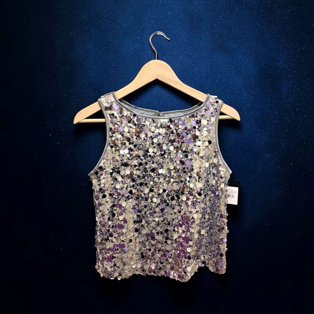 Art Class Girls Silver Sequin Tank Top | Teens XXL