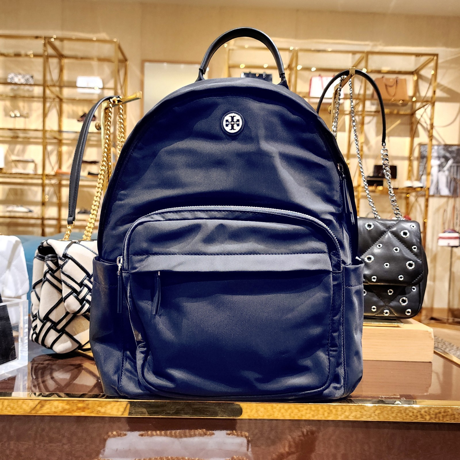Latest New Authentic Tory Burch Ella Navy Nylon Backpack 173559 $350