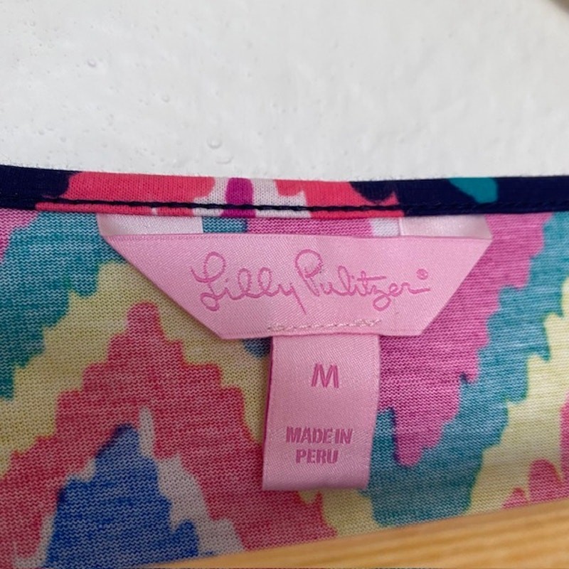 Lilly Pulitzer Gretchen Dress Hearts a Flutter Multicolor Chevron Print Women M