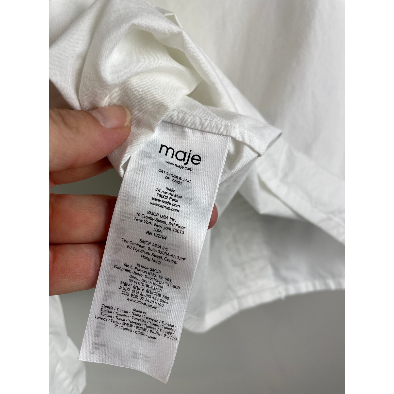 Maje Paris White Cotton Poplin Litige Puff Sleeve Eyelet Boho Blouse Size 3 L