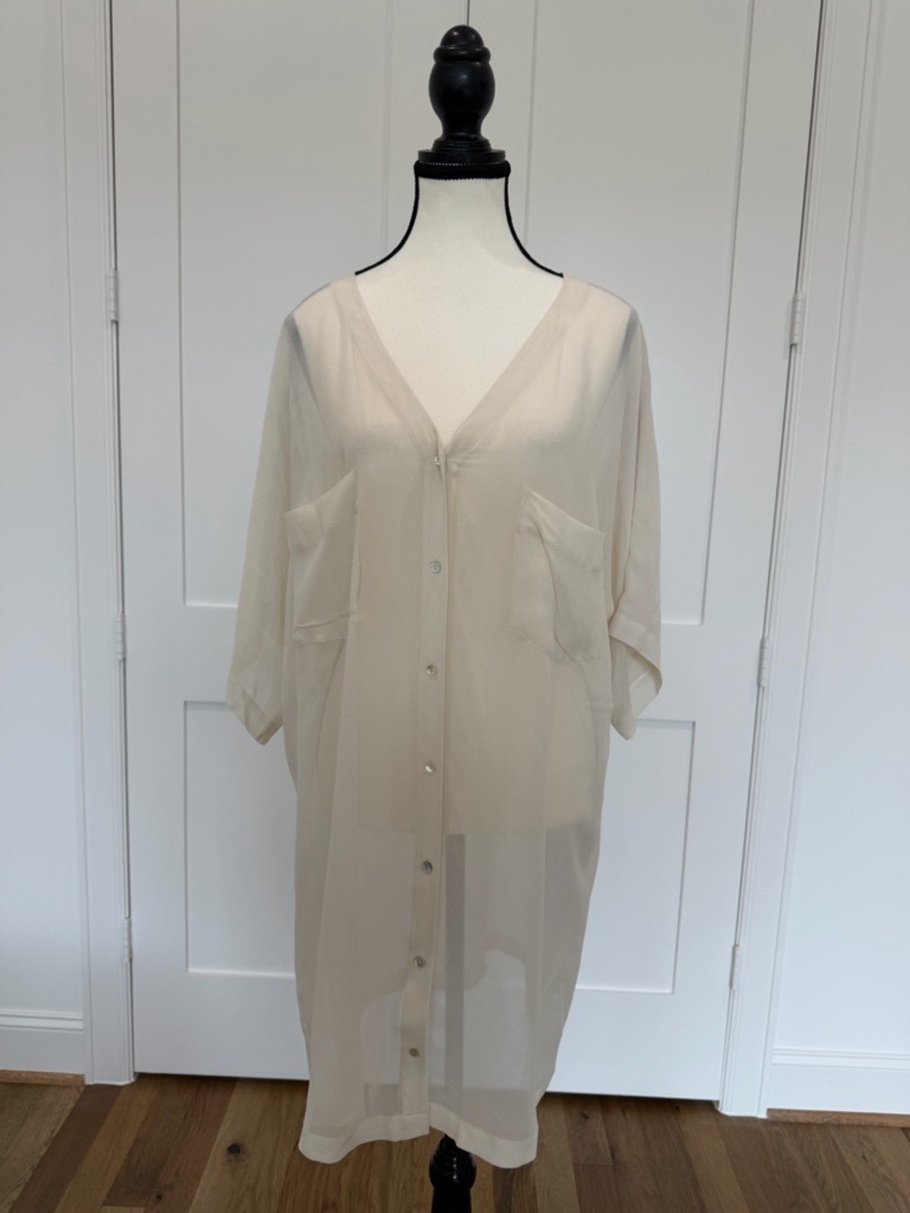 The Fisher Project Eileen Fisher Ivory Silk Shirt Dress/Duster