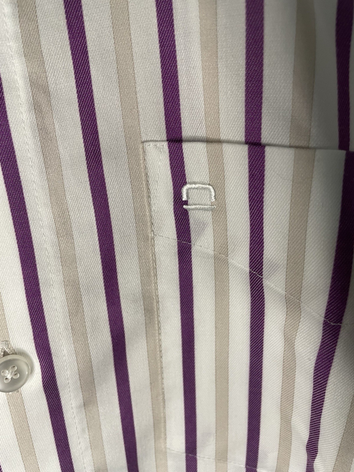 Olymp Luxor Dress Shirt Mens M 39 purple Stripe slim Line Non Iron Twill LS