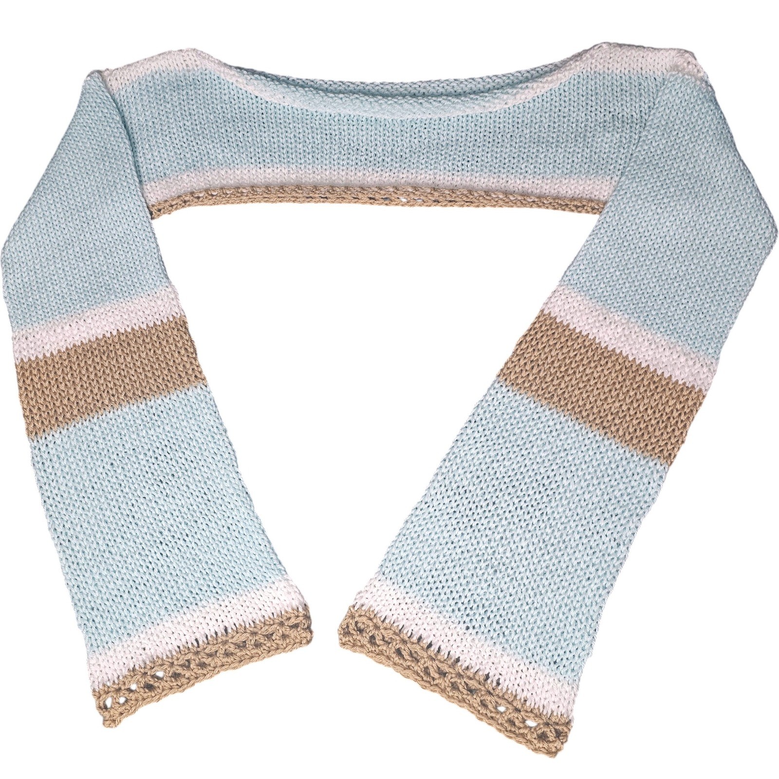 Handmade Knit Shrug | Blue Stripe Bell Sleeve Bolero | Coastal Boho Layering Top