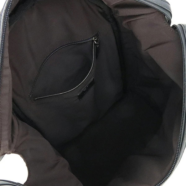 Auth Fendi Pecan Backpack Jacquard knit Leather 7VZ035 Black Brown Stripe Men