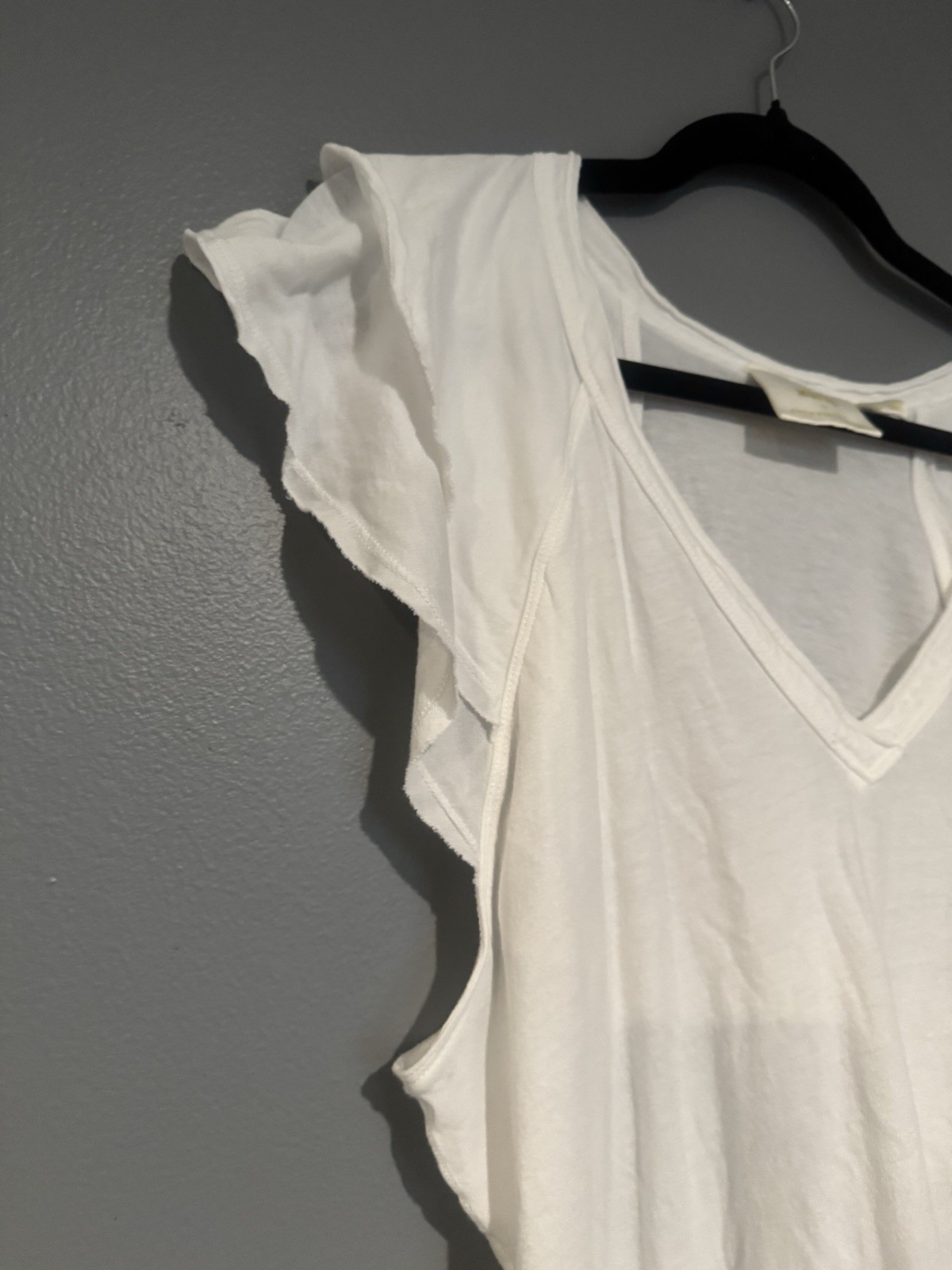 Maeve By Anthropologie White Flutter Sleeve Tee Size XL