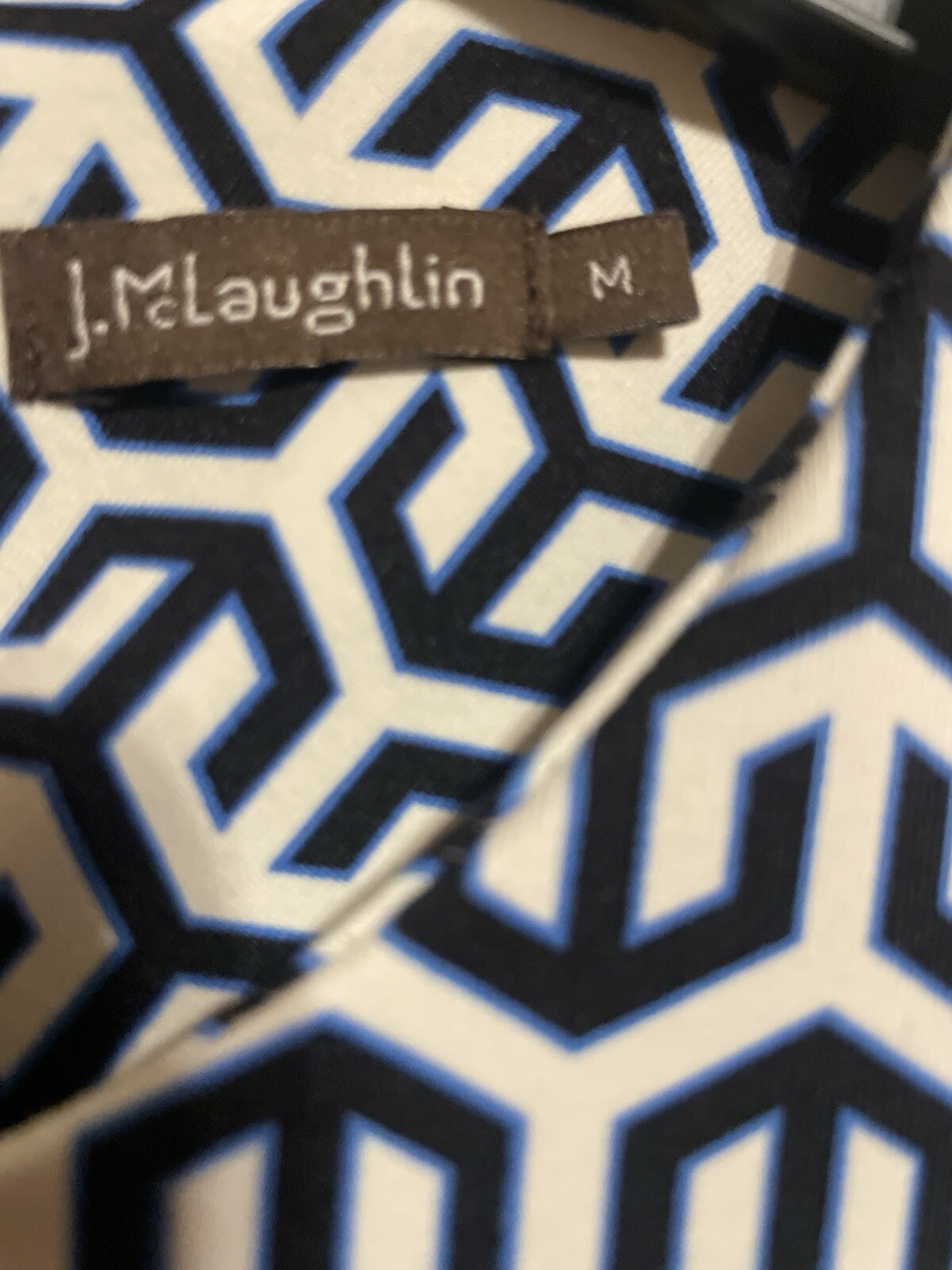 *NWOT* J. McLaughlin Catalyst Crew Neck Bainbridge Dress in Blue Geometric Print