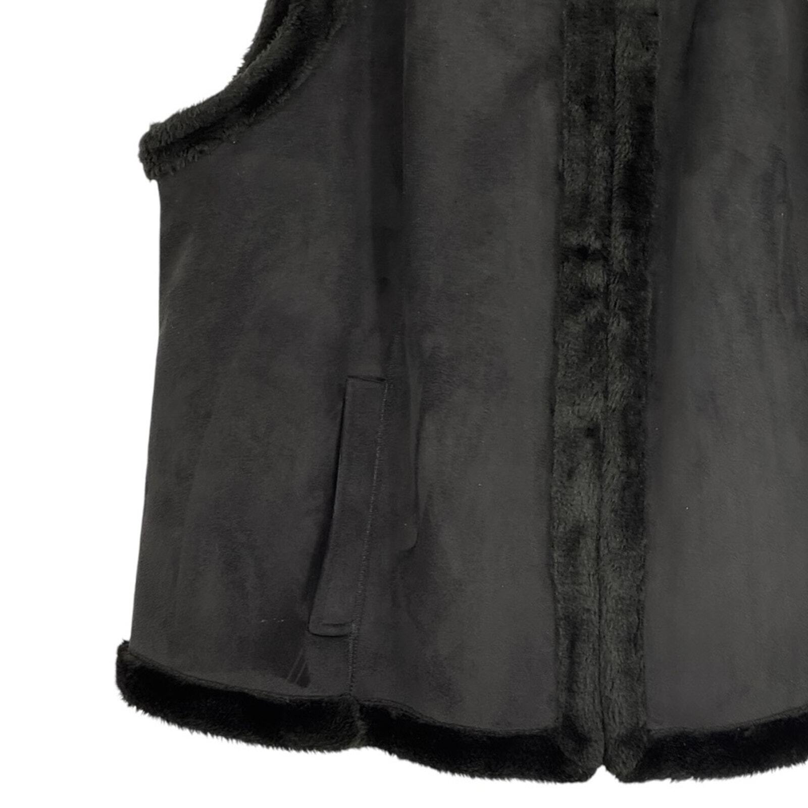 Chaps Size 2X Black Acrylic/Polyester Faux Suede w Faux Fur Trim/Lining Vest.