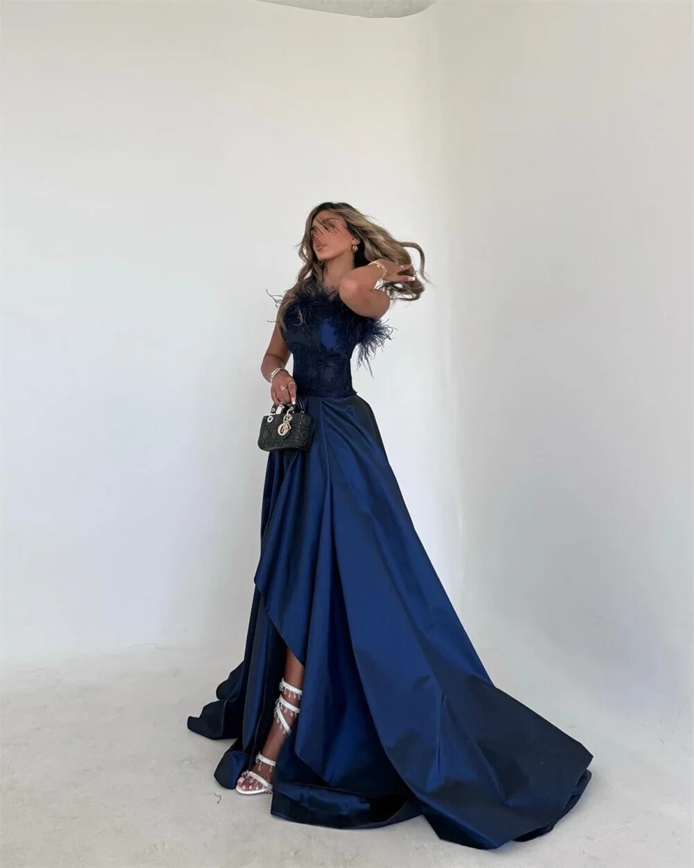 Formal Evening Gown Saudi Arabia Strapless A-line Fold Layered Occasion Dresses