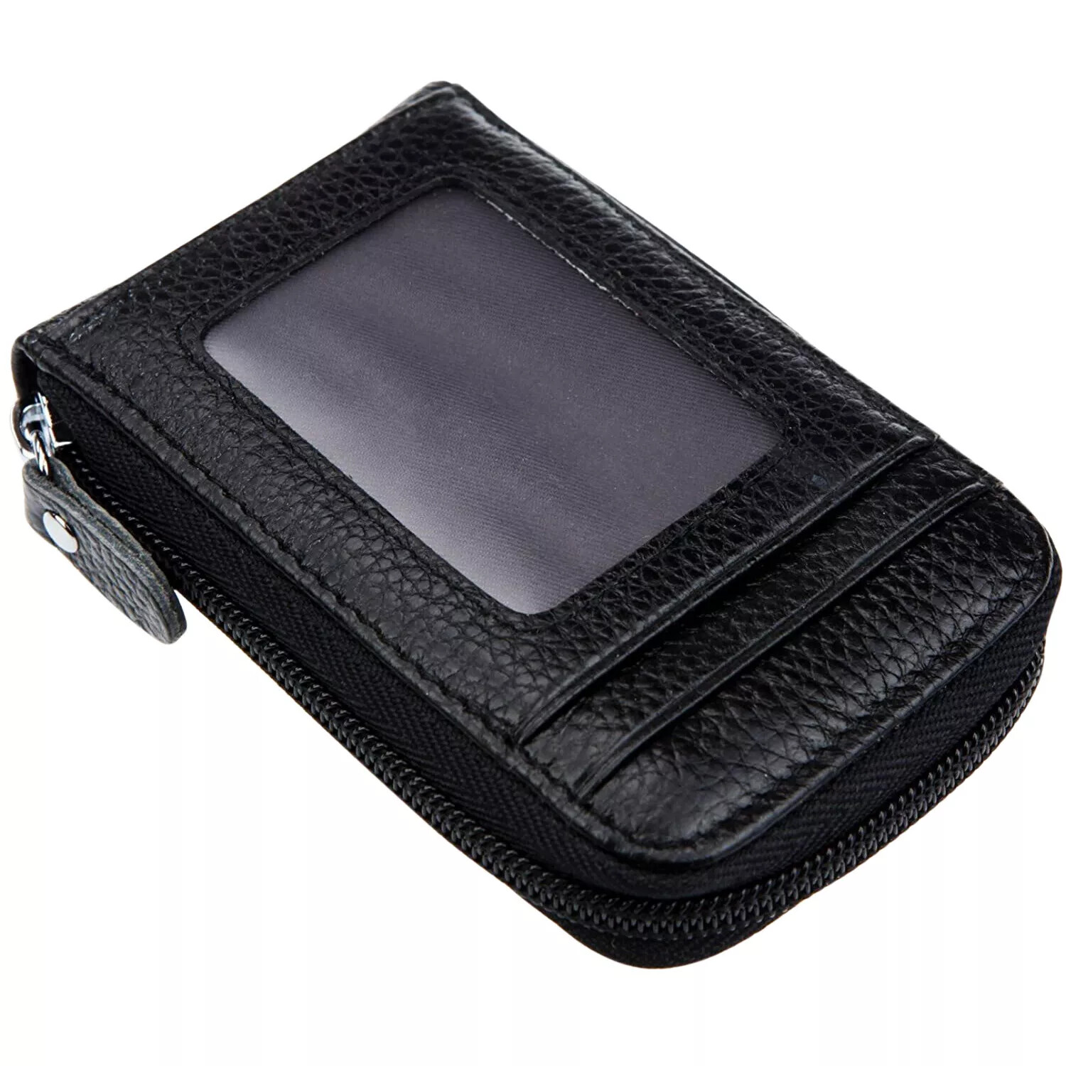Genuine Leather Men Women Wallet Credit Card Holder RFID Blocking Zipper Pocket