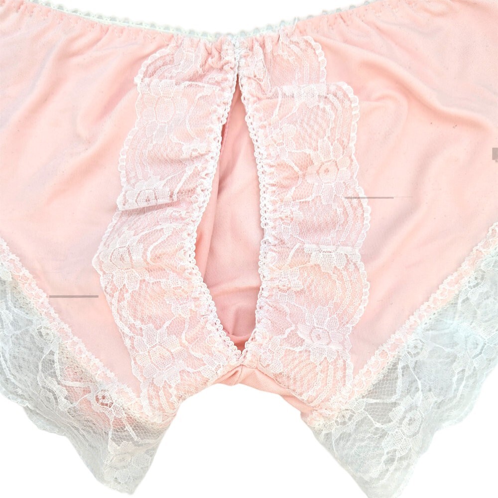 Sissy Pouch Panty Lace Open Rear Crossdresser Transgender Pink Frilly Panties